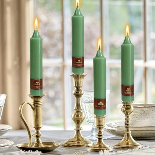 Sage Green Short Taper Candle 7 Inch Candlesticks Unscented Dripless Tapered Candle Set for Home Decor Wedding Party Dinner Candles, 4 Pack - Image 2