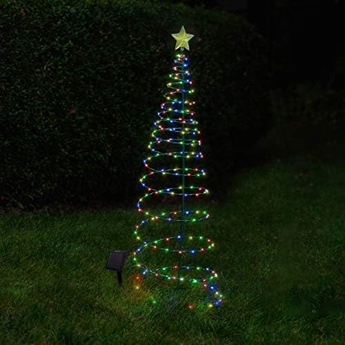 Solar Metal LED Christmas Tree Decoration Light - 200 LEDs, Easy Installation, 4 Feet Tall, Perfect for The Holidays - Multi-Colored by Unknown