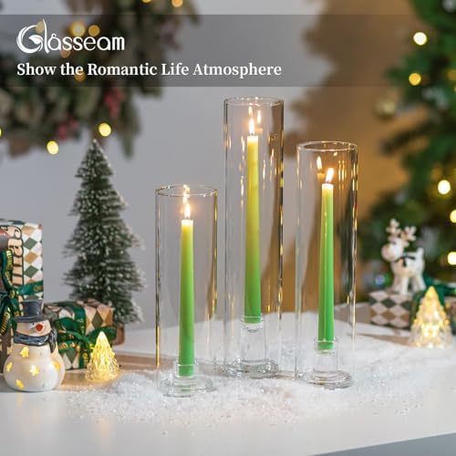 Glasseam Hurricane Candlestick Holders: 12 Pcs Glass Taper with Cylinder - Image 3