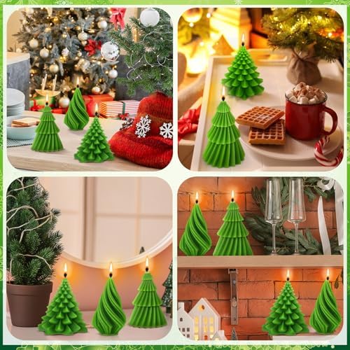 Conelist 6 Pcs Christmas Tree Candles Decorative Xmas Wax Candles Decor - Image 5