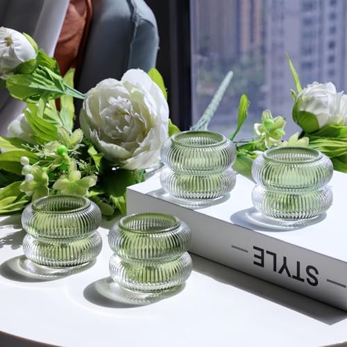 Woho Green Glass Votive Candle Holders Set of 6 for Spring Wedding Table - Image 7