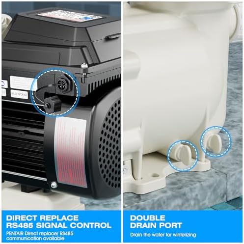 iLiving ILG8PP220-VS Variable Speed In-Ground and Above-Ground Swimming Pool Pump, 2.2HP