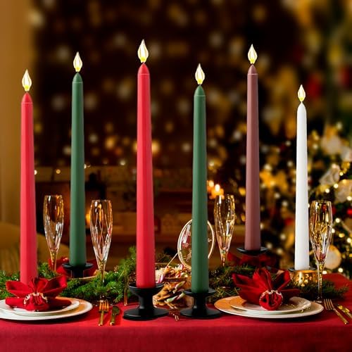 6Pcs Christmas Candle Sticks,10 Inch Dripless Christmas Taper Candles Stick,Red/Green Unscented Xmas Tapered Candles for Decoration by Unknown