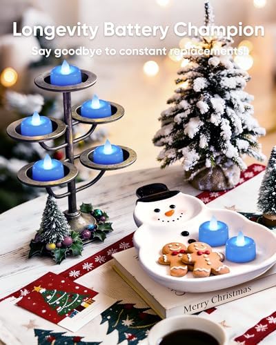 Amagic 24Pack Light Blue Fake LED Tea Lights Candles Battery Operated - Image 4