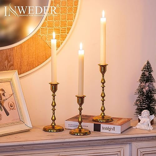 Gold Candlestick Holders Vintage: Brass Taper Candle Holders - Image 2