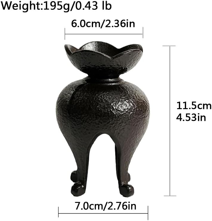Japanese Style Cast Iron Candle Holder, Small Handmade Vintage Candlestick Holders, Rustic Pillar Candle Holder, Farmhouse Candle Stand for Fireplace Shelf Home Decor (4.53" Tall Pattern) - Image 4