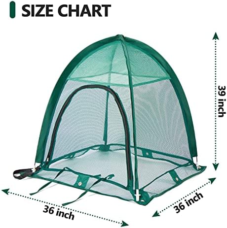 2 Pack Pop up Plant Cover, Garden Netting for Raised Beds, Crop Cage, Blueberry Bush Netting Cover with Metal Spikes Protect Plants Against Birds, Small Animals and Direct Sunlight 36" x 36" x 39" - Image 4