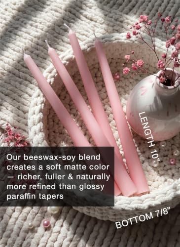 6 PK 10" Classic Taper Candles, Blush Pink, 7-8 Hours Long Burning, Unscented Tall Candlesticks - Image 2