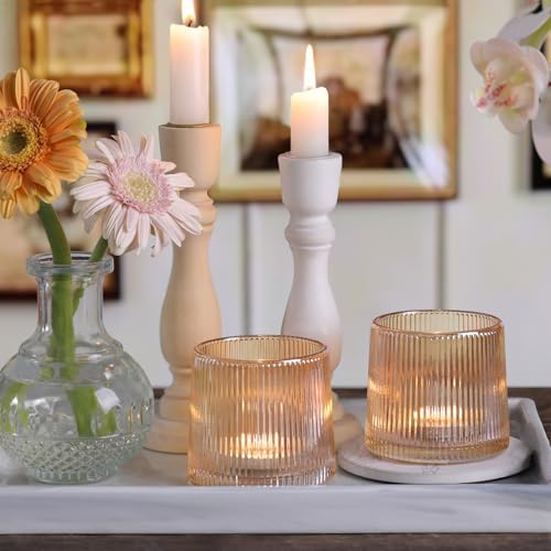 DARJEN Gold Ribbed Tealight Votive Candle Holders- 6Pack - Image 3