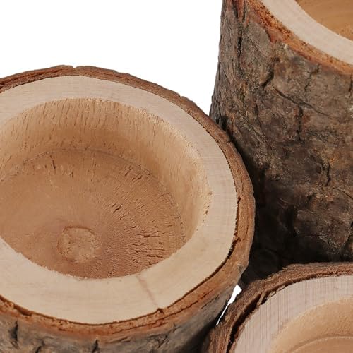 FUNSUEI 18 PCS Wooden Tea Light Candle Holders, Rustic Wood Votive Log Candle Holders, Rustic Wood Votive Candle Holder for Table Decoration, 3 Sizes - Image 3