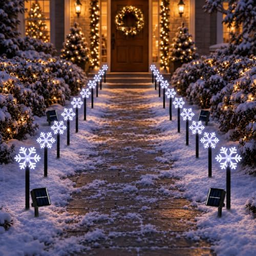 BRIGHTDECK Snowflake Solar Christmas Lights Outdoor, 20 Pack Yard Stakes by BRIGHTDECK
