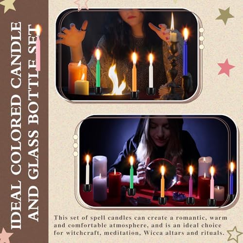 Baderke 24 Pack 4 Inch Colored Spell Candles and 6 Witch Candle Holders for Witchcraft, Chime Spell Candles for Rituals, Birthdays, Meditation, Altar, Spells - Image 4