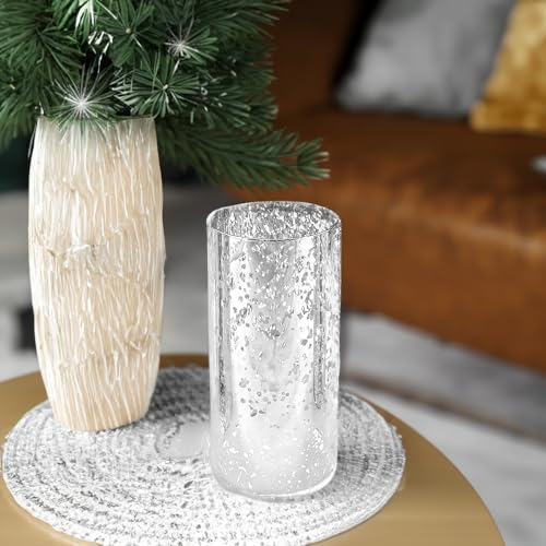 WGVI Hurricane Candle Holder Sleeve, W: 4", Ht: 8", Silver Speckled Glass Cylinder Open Both Ends, Chimney Tube Shade, 6 Pieces - Image 7