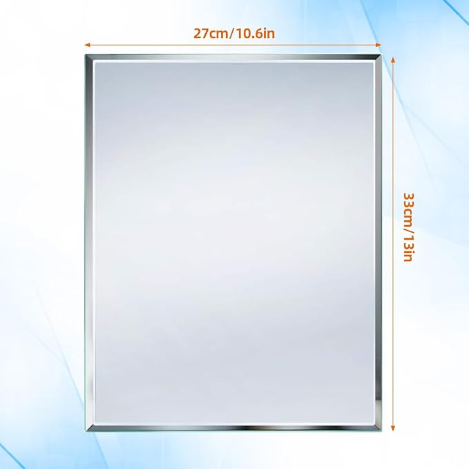 Calenzana Frameless Mirror Wall Hanging and Desk Standing, Compatible with Makeup Vanity Mirrors,10.6x13 inch