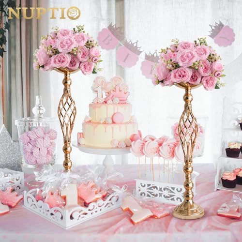 NUPTIO Gold Centerpiece Stand for Table, Twist Style, 22.8" Tall, 2 Pcs - Image 3