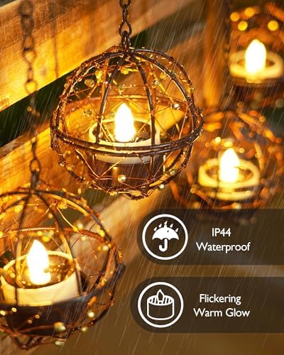 Homemory 4-Pack Beaded Solar Hanging Lanterns, Dusk to Dawn, Waterproof - Image 6