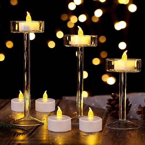 Battery Operated Flameless Tea Lights : 24PACK LED Electric Candles Lamp Realistic and Bright Flickering Holiday Gift Long Lasting for Birthday Wedding Party Celebrations Decoration Warm Yellow - Image 2