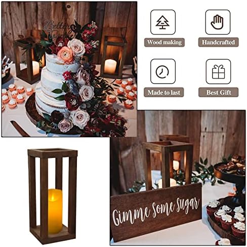 2 Sets 12" Rustic Wedding Table Decoration Farmhouse Decor Wooden Candle Holder Wedding Decoration - Image 3