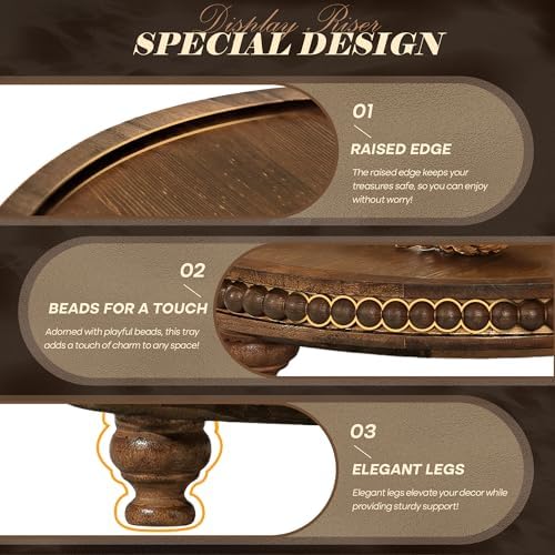 EOSAHR Beaded Round Display Riser for Home Decor, Vintage Brown - Image 3