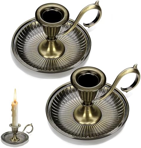 Candle Holder Candlestick Holders,2Pcs Taper Candle Holders Vintage Candlestick Holders with Handle for Party Wedding Home Decor by Unknown