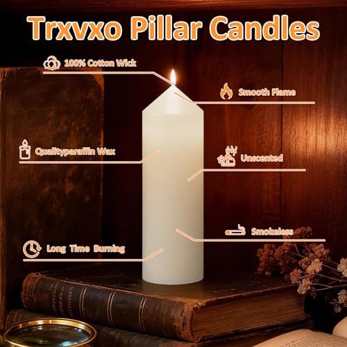 72 Pcs White Pillar Candles Bulk Set: 2-Inch Wide in 3 Heights (3, 4, 6 Inch). Dripless Unscented Smokeless Hurricane Candles for Wedding, Party, Event Decor to Create Warm Elegant Atmosphere. - Image 2