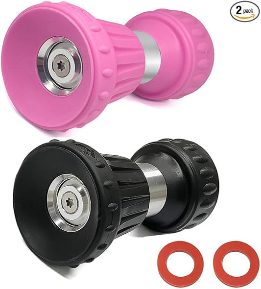 Cyprium Water Hose Nozzle Spray Water Nozzles 2 Pcs For Garden Fireman Style Hose Nozzle Black & Pink Outdoor Hose Nozzle Sprayer High Pressure Watertight Connections For Reliable Use In Gardening