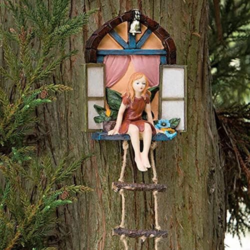 Fairy Angel Statue Garden Tree Decoration Resin Angel Figurine Wall Hanging Decor Outdoor Garden Decor for Lawn Yard Patio Windowsill Garden Gifts | Fairy Garden Accessories Angle Tree Hugger Wall Tree Sculpture Elf Figurine Gift for Women Birthday Tha...