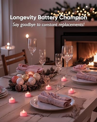 Amagic 12Pack Pink Flameless LED Tea Lights Candles Battery Operated - Image 3