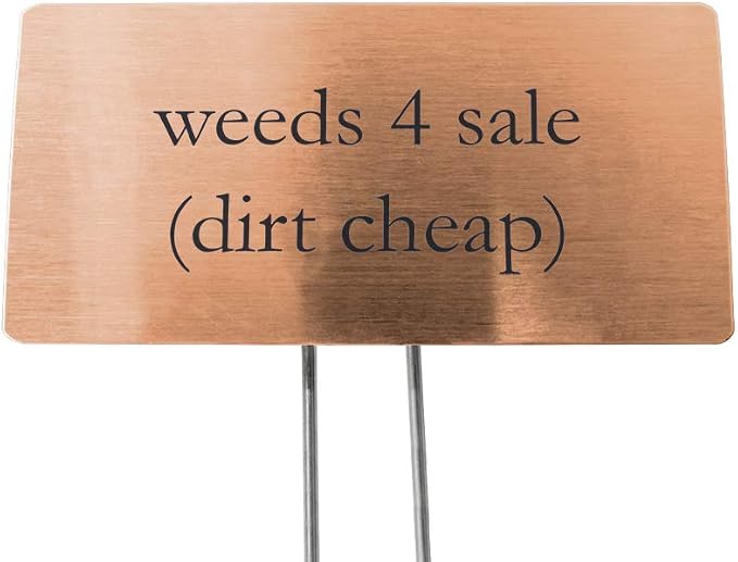 Outdoor Metal Garden Sign, Label, or Memorial. 4 x 2" or 6 x 4" sign with rounded corners and a 10" stake. Materials Include: Stainless Steel, Brass, Copper, Bronze and Titanium. (Bronze, 4 x 2")