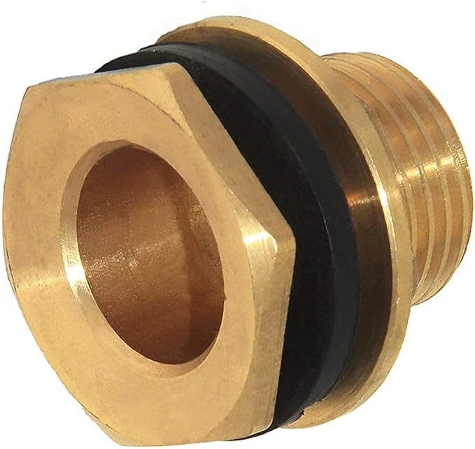 Joywayus 2PCS 1/2" Male Thread Soild Brass Water Tank Connector Bulkhead Tank Fitting With Rubber Ring Stablizing