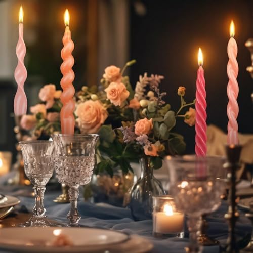 Nuanchu 4 Pcs Twisted Taper Candles,7.87 Inch,Pure,Pink - Image 4