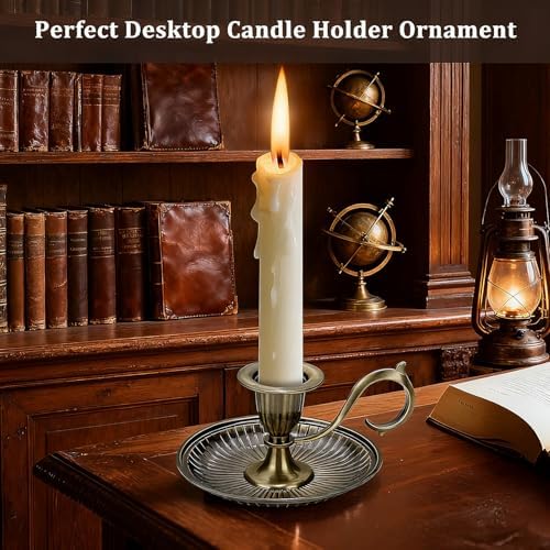 Candle Holder Candlestick Holders,2Pcs Taper Candle Holders Vintage Candlestick Holders with Handle for Party Wedding Home Decor - Image 3