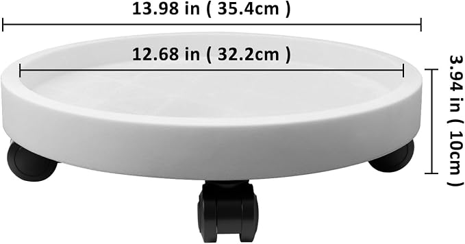 2Pack 13.98'' Plant Caddy with Wheels, Plant Stand Dolly for Heavy Planter,Wheeled Planter Saucer Tray,Rolling plant stand,Heavy-Duty Plant Caddy with Casters for Indoor and Outdoor(White)