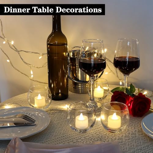 PINIWON 12pcs Clear Glass Round Votive Candle Holders, 2.6'' H x 3.1'' W - Image 4