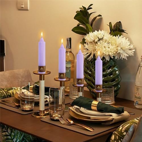 Taper Candles White Candlesticks,7Inches Short Tapered Candle Unscented Candle Sticks Dripless Candles for Dinner Decor Housewarming Gift Idea,4pcs (18D4PC-PURPLE) - Image 6