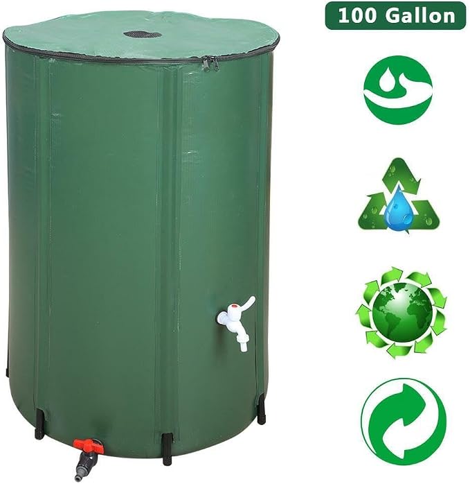100 Gallon Rain Barrel Folding Portable Water Collection Tank Storage Outdoor
