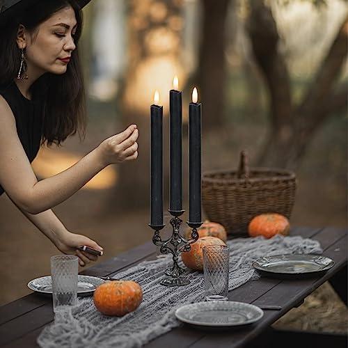 GenSwin Flameless Taper Candles LED Battery Operated Remote Timer Black - Image 2
