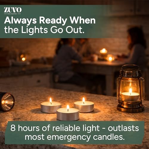Zuvo Tea Lights Candles 8 Hour Burn (100 Pack) - Unscented White Tealight Candles, Long Burning Smokeless Tea Lights for Weddings, Home, Shabbat, Emergency - European Made, Lead-Free Cotton Wick - Image 6