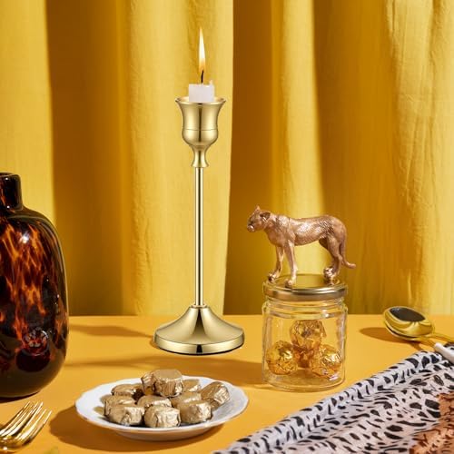 12 PCS Gold Metal Taper Candle Holders Bulk, Candlestick Holders, 7cm Diameter Taper Candle Holder Bulk for Table Centerpieces Candlesticks for Wedding Christmas Home Party Table Decor-23/19/16cm - Image 3
