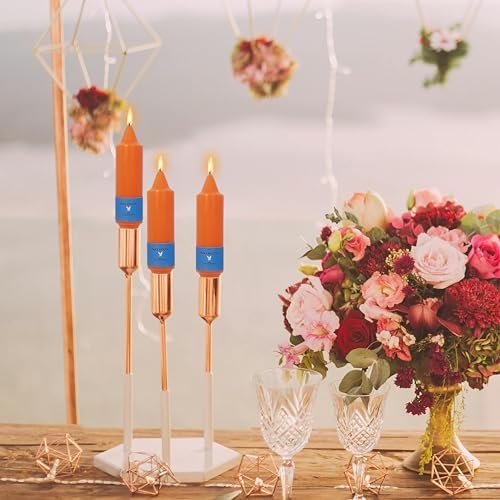 4 Pcs Thanksgiving Pumpkin Orange Taper Candles - 5 Inch Short Handmade Unscented Candles, Slow Burn Smokeless Dinner Candle Sticks for Home Decor Holiday Gifts - Image 5