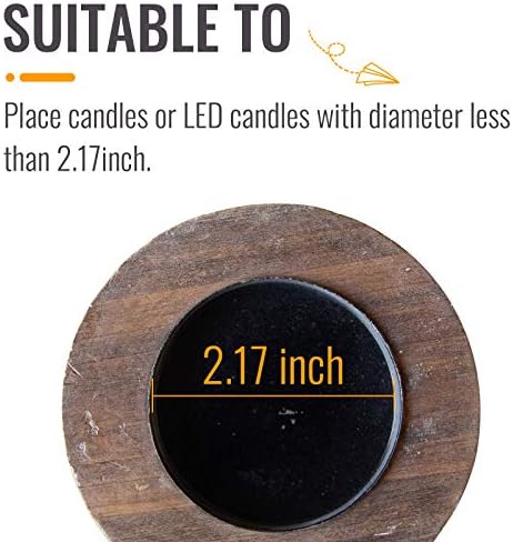 SOFE Handmade Shabby Chic Wooden Black Candle Holder, Square Base 7" Tall - Image 6