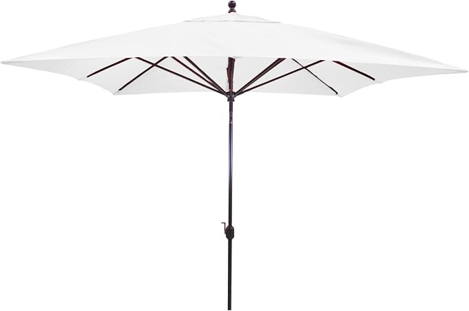 Galtech Large Outdoor Umbrella Premium Stand Alone, Threaded Bottom Pole, Secure Crank Housing, Wobble Design (10-FT SQR-Ant.Bronze Frame Sunbrella: Natural)