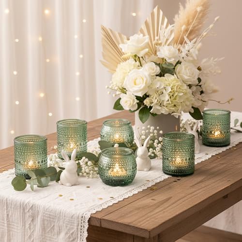 16 Pcs Green Candle Holder for Wedding Table Decor-Green Votive Candle Holders for Rustic Wedding Centerpieces, Bridal Shower Decor, Tea Party Decorations - Image 3