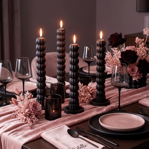 MTLEE 4 Pack Pumpkin Taper Candles Pumpkin Black Halloween Candlesticks - Image 4