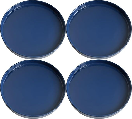 Yukfona Ceramic Plant Saucer Tray 4 Pcs 4 Inch Blue, 4.53" OD x4.13 ID x0.9 Deep| Fits Flower pots Bottom≤ 4.13", Heavy Duty Glazed Round Planter Drip with Catch Basin for Indoor Outdoor Plants