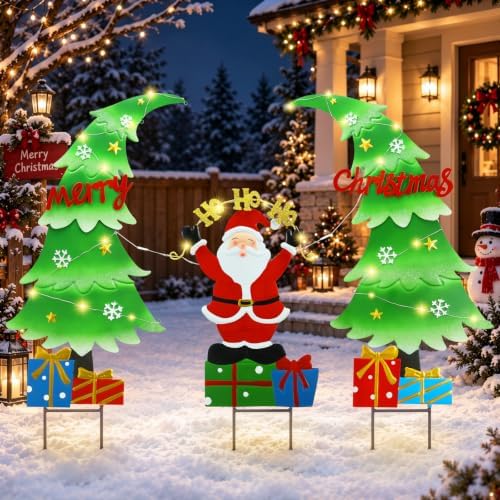 Lewondr 3 PCS Christmas Outdoor Decoration with Warm Light by Lewondr