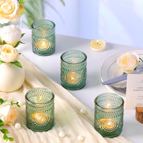 Lanttu 12pcs Green Votive Candle Holders 2.1"x2.56" Tealight Candle Holder - Image 6