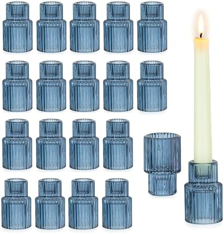 Glasseam Taper Candle Holders Bulk 20Pcs Small Candlestick for Coastal Decor by Glasseam