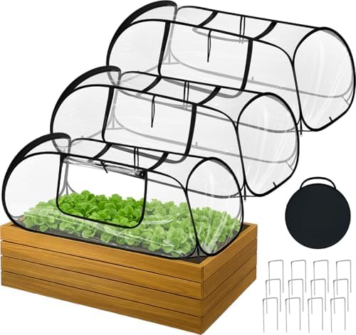 3 Pack Raised Garden Bed Foldable Clear PVC Greenhouse Covers 45"x22"x16" by Unknown