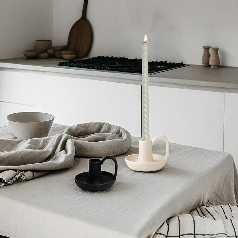 Taper Ceramic Candle Holders, Set of 2 Matte White, Table Decor Centerpiece for Home Decor, Wedding, Christmas, Birthday, Shower, Housewarming - Image 3